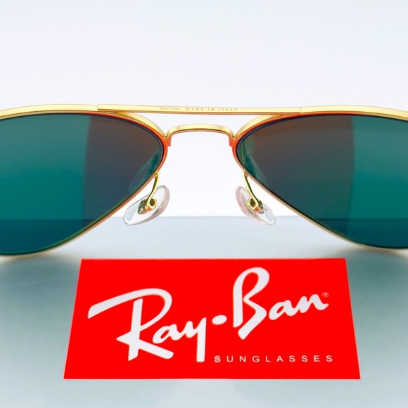 Ray-Ban Sunglasses Aviator Flash Lenses RB3025 Matte Gold Frame Yellow Lenses - Picture 14 of 16